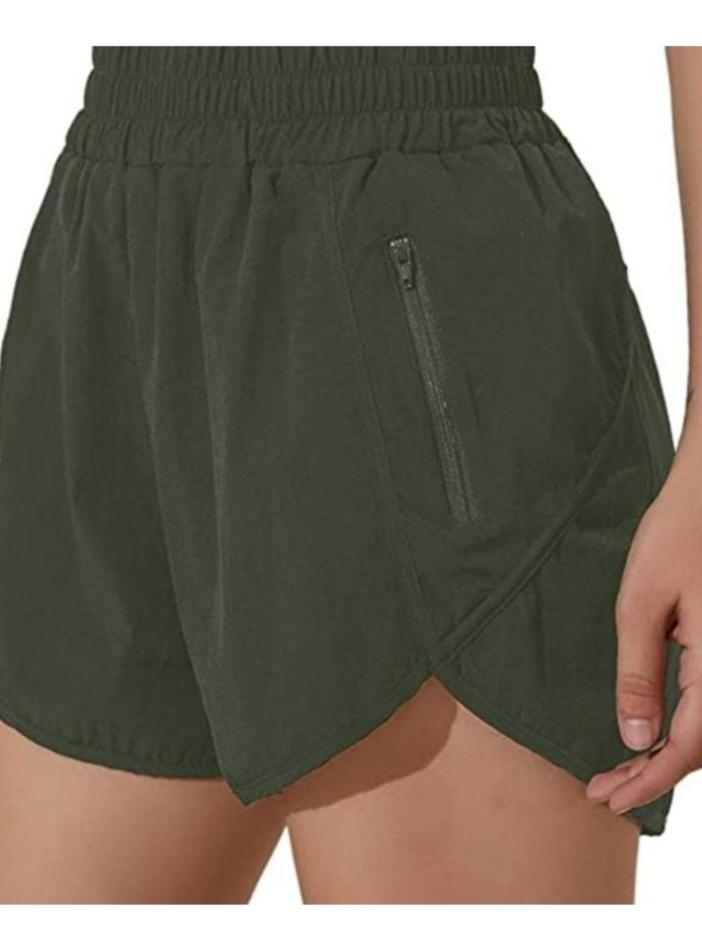 Green High Waist Running Shorts